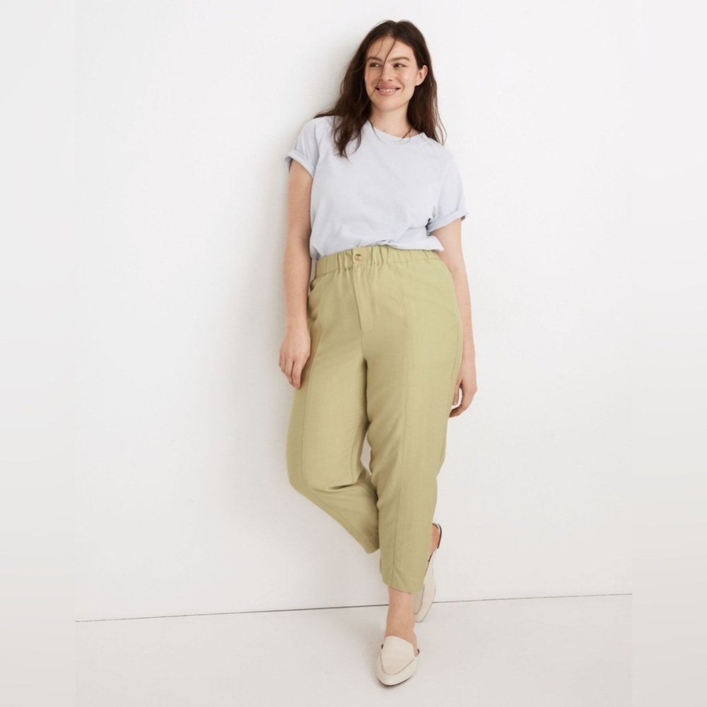 Madewell Tapered Huston Pull-On Crop Pants, Faded Seagrass, Size XS